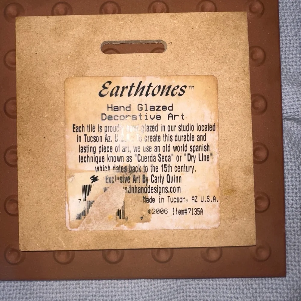 2006 Earthtones Hand Glazed Decorative Art Tile 6x6 Black Bear Native American